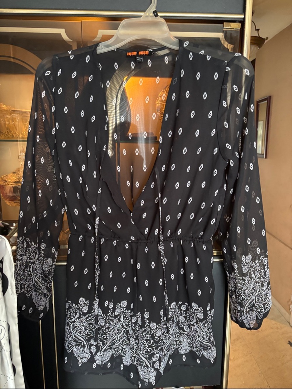 Love Tree Black Shorts with White Floral Print